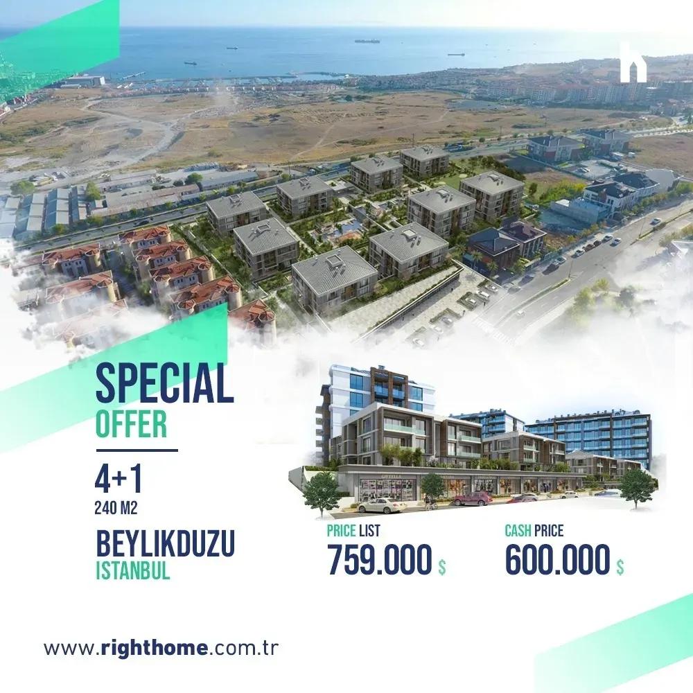 Spacious apartments under construction in Beylikduzu near the sea