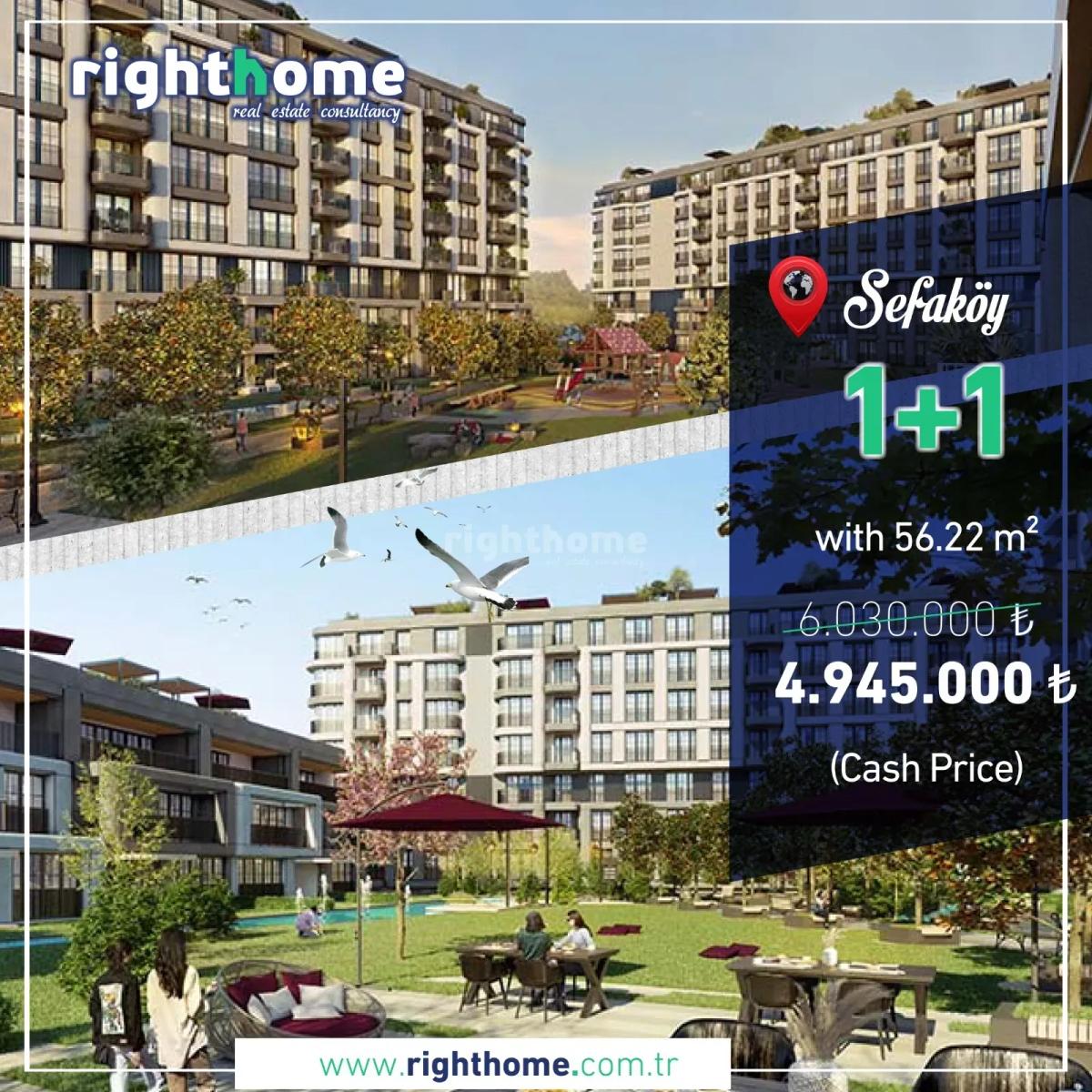Special offer for an apartment in Sefakoy area in the heart of the city